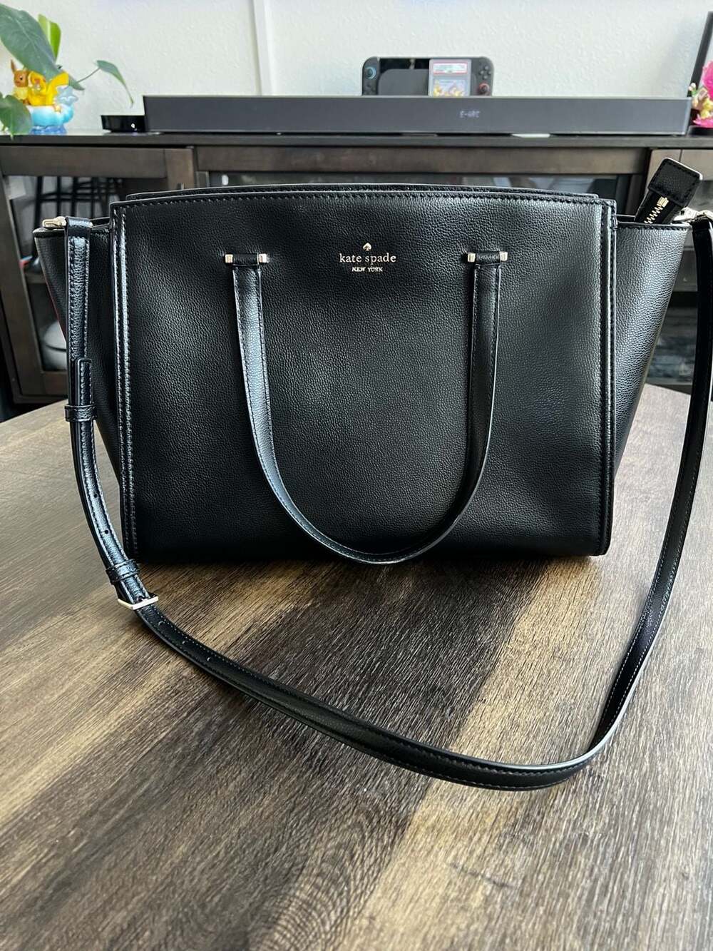 Kate Spade New York Patterson Drive Geraldine Black Leather Satchel Handbag
